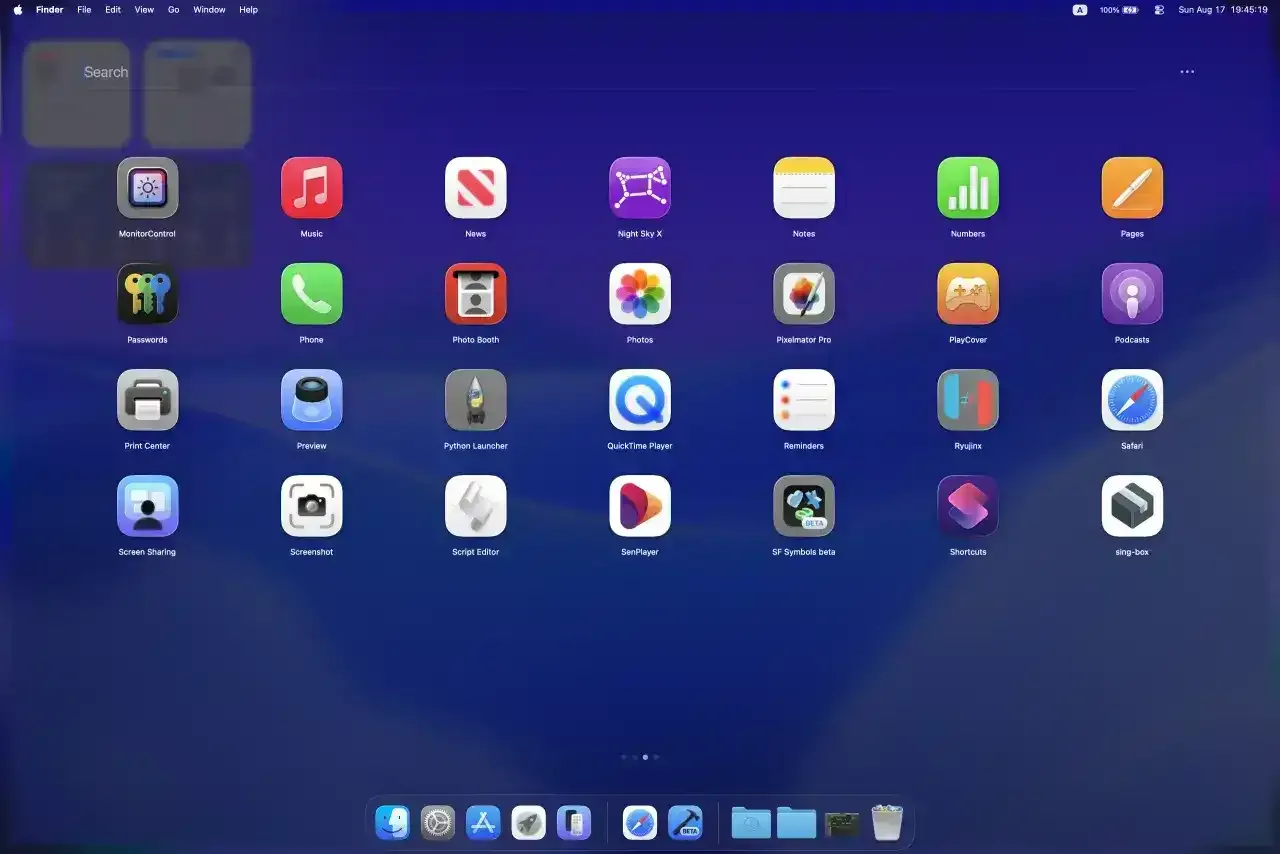 LaunchNow v1.5.1 macOS Tahoe 26旧版启动台工具,简单易用。