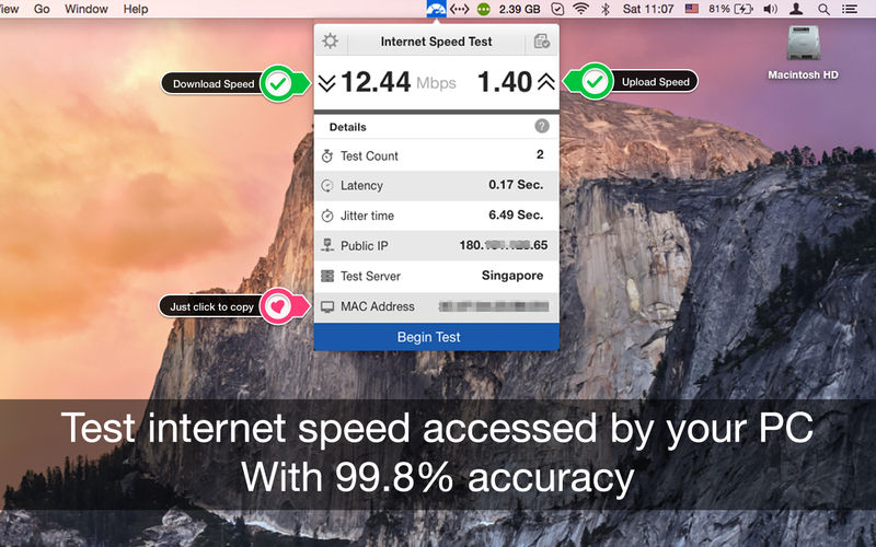 Internet Speed Test for Mac v4.1 中文版 Internet速度测试应用 Internet Speed Test for Mac v4.1 中文版 Internet速度测试应用-Mac猫