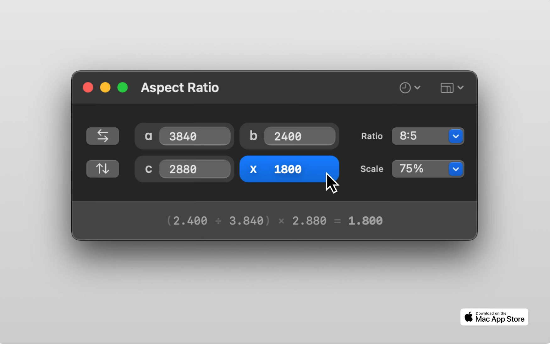 Aspect Ratio for Mac v3.5 三法则计算器 Aspect Ratio for Mac v3.5 三法则计算器